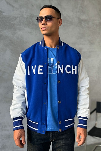 Мужской бомбер Givenchy Varsity logo-embroidered - Blue / White   