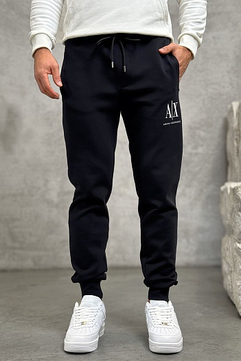 Чёрные спортивные штаны Armani Exchange white embroidery   