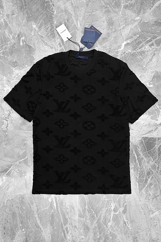 Чёрная оверсайз футболка Louis Vuitton Monogram All-over