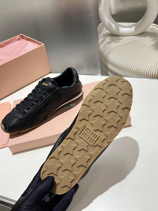 Женские кожаные кроссовки MIU MIU Premium - Black