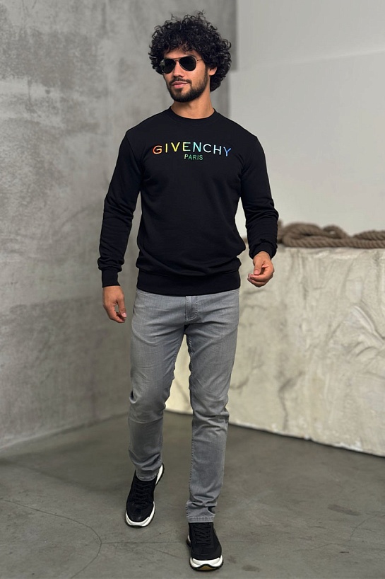 Мужской чёрный свитшот Givenchy Paris logo-embroidered