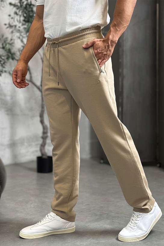 Бежевые спортивные штаны Brioni B-еmbroidery