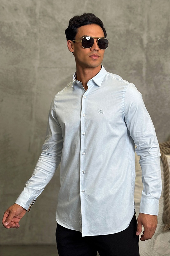 Мужская рубашка Burberry logo-embroidered - Blue