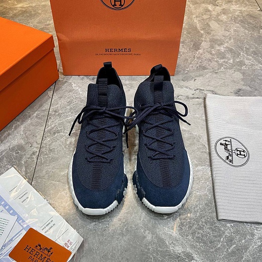 Текстильные кроссовки Hermes lift slip-on - Navy   