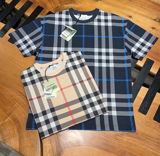 Футболка бежевого цвета Burberry check motif   