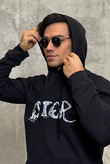 Чёрное оверсайз худи Dior logo-print   