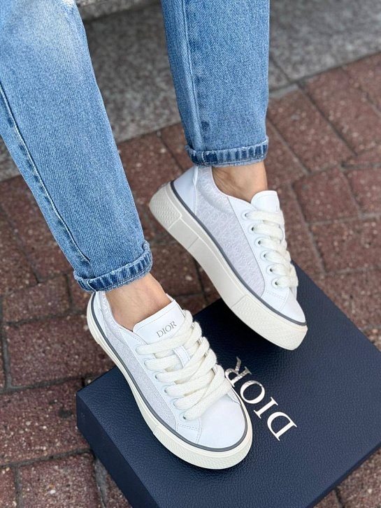 Женские комбинированные кроссовки Dior белого цвета