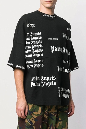 Чёрная оверсайз футболка Palm Angels Ultra Logo   