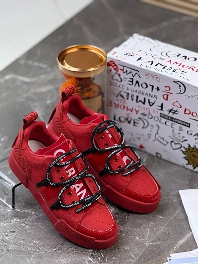 Красные кожаные кроссовки Dolce & Gabbana   