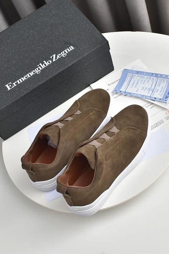 Замшевые кроссовки Ermenegildo Zegna Triple Stitch low-top - Brown