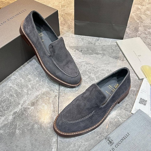 Замшевые лоферы Brunello Cucinelli - Dark Grey   