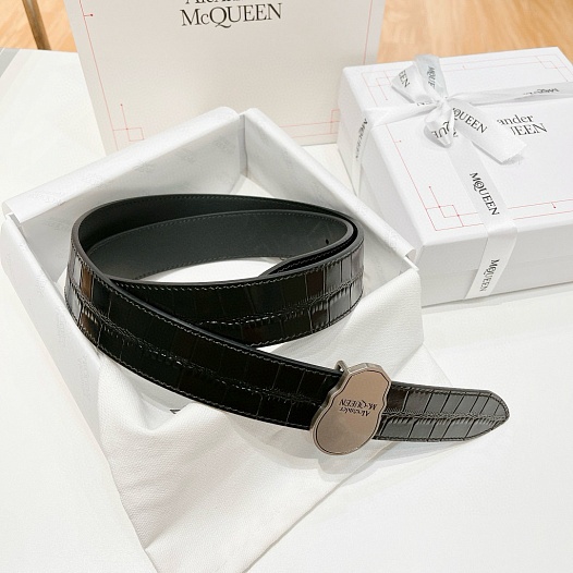 Кожаный ремень Alexander McQueen Skull Premium (ширина 3.5 см)   