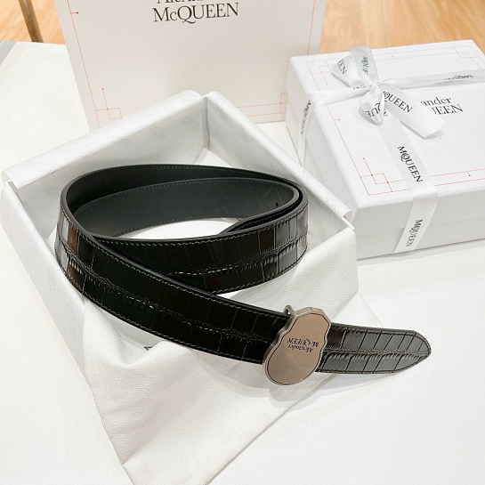 Кожаный ремень Alexander McQueen Skull Premium (ширина 3.5 см)