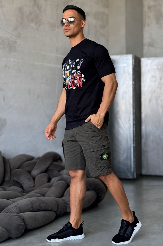 Чёрная оверсайз футболка Dsquared2 graffiti-print