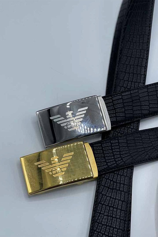 Кожаный чёрный ремень Giorgio Armani 125x3.5 см