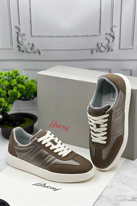 Мужские кроссовки Brioni коричневого цвета