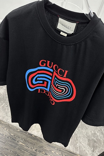 Чёрная оверсайз футболка Gucci GG logo-print   