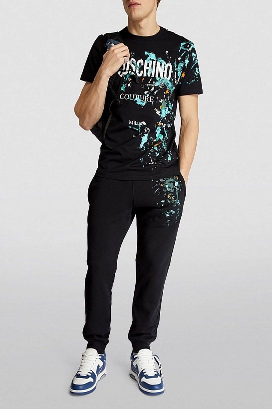 Футболка чёрного цвета Moschino paint-splattered