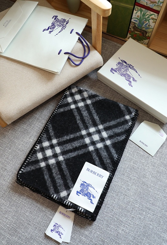 Шарф Burberry Check premium 182x30 см - Black