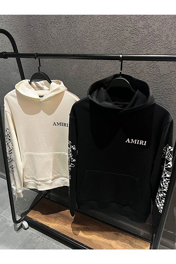 Чёрное оверсайз худи Amiri checkered-bones   