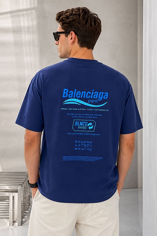 Оверсайз футболка Balenciaga Recycle - Blue