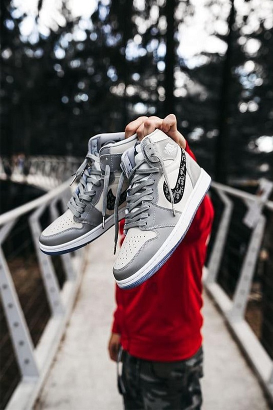 Кроссовки Dior x Nike Air Jordan 1 Retro High - White / Grey