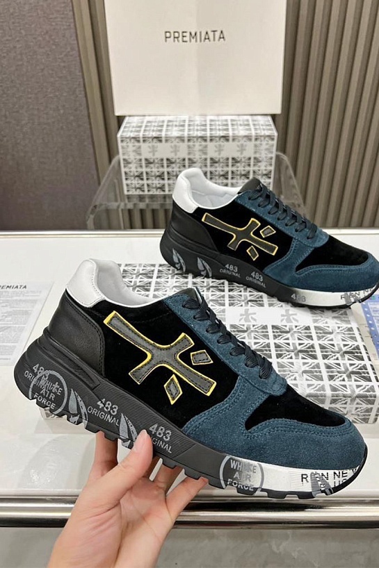 Замшевые кроссовки Premiata Mick - Black / Blue