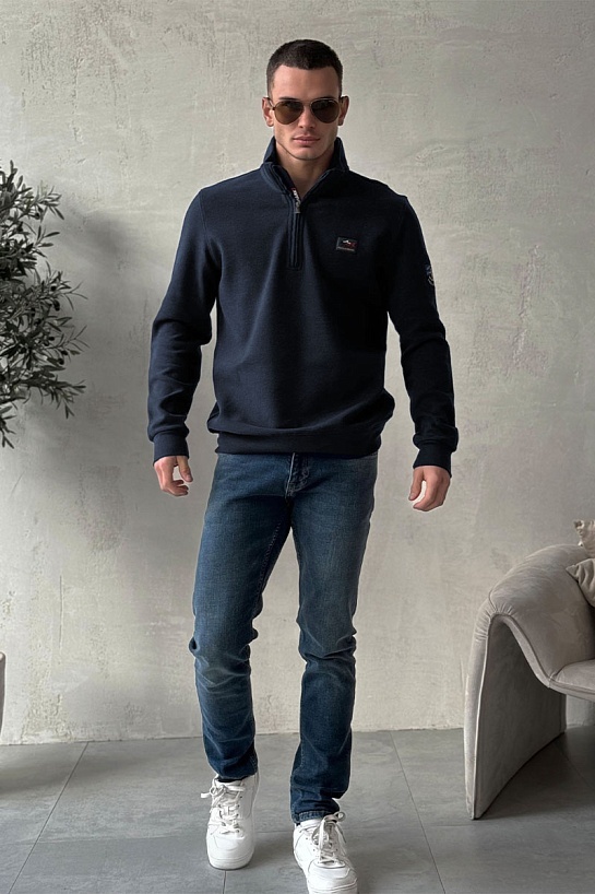 Кофта с высоким горлом Paul & Shark logo-patch - Navy