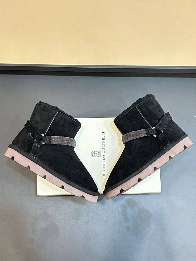 Женские замшевые угги с мехом Brunello Cucinelli Monili Premium   