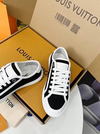 Женские комбинированные кеды Louis Vuitton Premium - Black   