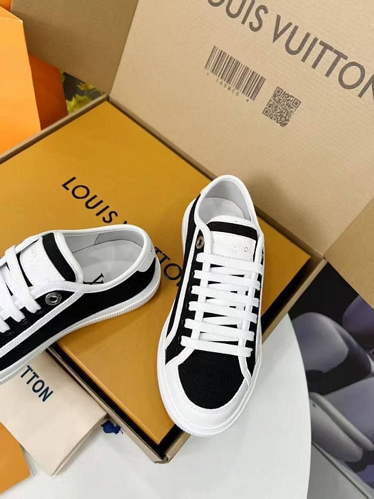 Женские комбинированные кеды Louis Vuitton Premium - Black