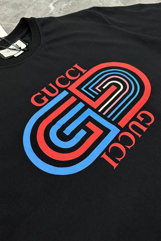 Чёрная оверсайз футболка Gucci GG logo-print