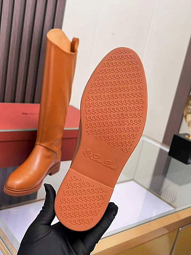 Женские кожаные сапоги Loro Piana premium - Chestnut   