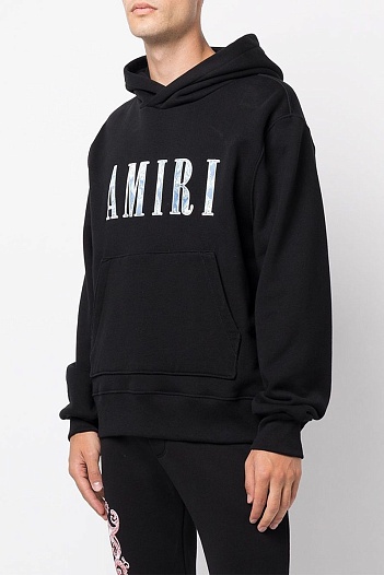 Мужское чёрное худи Amiri Paisley Core Logo   