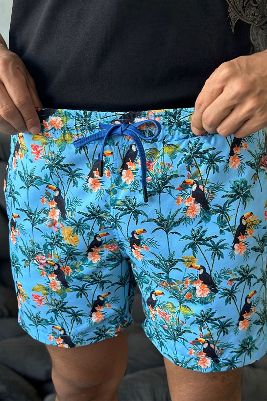 Мужские голубые шорты Etro floral-pattern