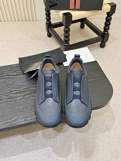Кожаные кроссовки Zegna Triple Stitch Monte - Blue   