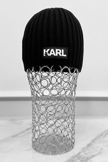 Мужская шапка чёрного цвета Karl Lagerfeld logo-patch   