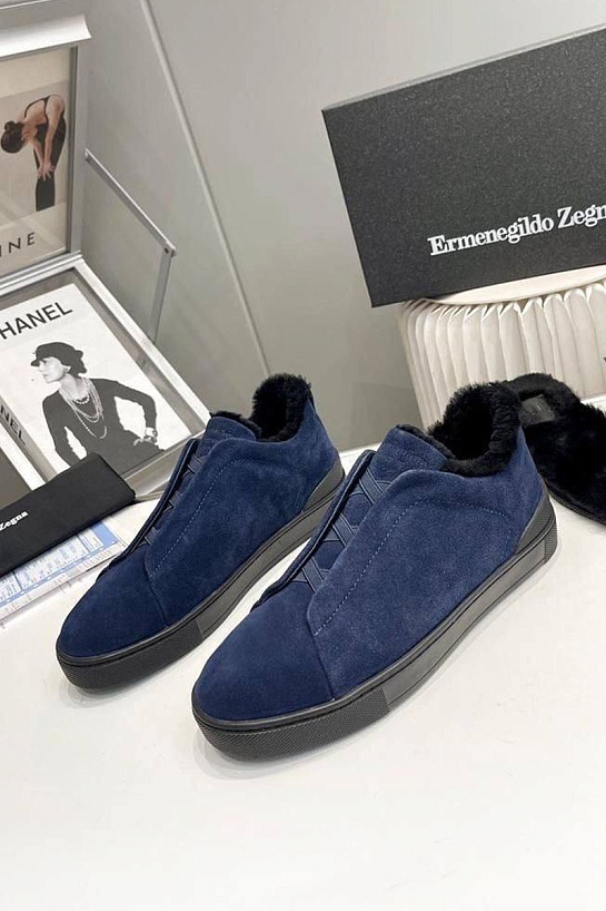 Кроссовки с мехом Ermenegildo Zegna Triple Stitch - Navy
