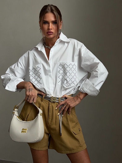 Женские шорты MIU MIU бежевого цвета   