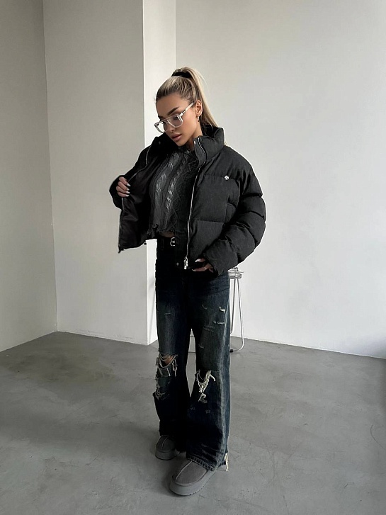 Женская чёрная куртка Chrome Hearts