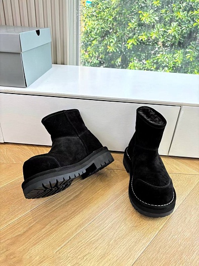 Женские замшевые ботинки с мехом Balenciaga Alaska Fur High Boot Premium - Black