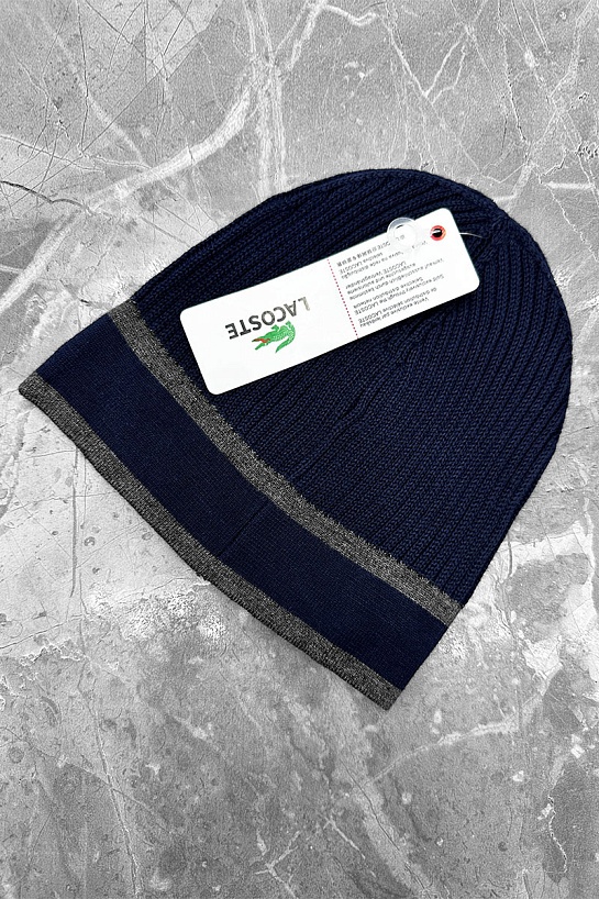 Мужская шапка Lacoste синего цвета