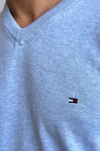 Мужской джемпер Tommy Hilfiger logo-embroidered - Blue   