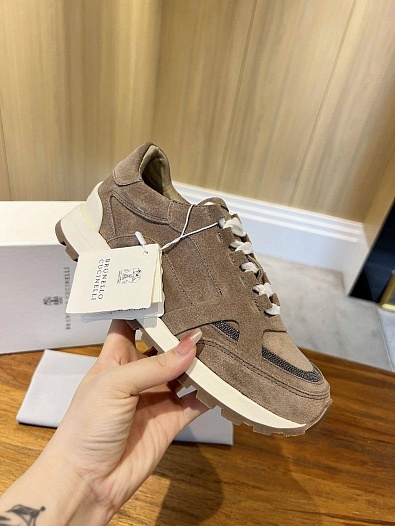 Женские замшевые кроссовки Brunello Cucinelli Monili - Brown   