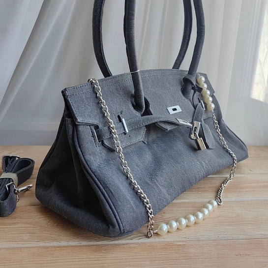 Женская джинсовая сумка Hermes Birkin 40x21 см (2 расцветки)