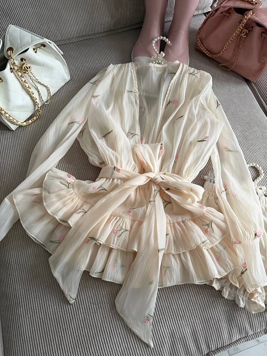 Женское укороченное платье с длинным рукавом Zimmermann premium