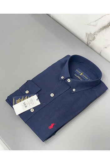 Тёмно-синяя рубашка Polo Ralph Lauren logo-embroidered   