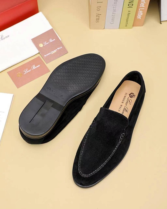 Мужские замшевые лоферы Loro Piana Summer Walk - Black