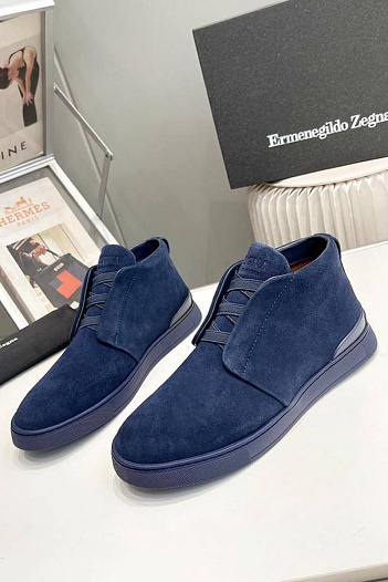 Замшевые кроссовки Zegna Triple Stitch high-top   