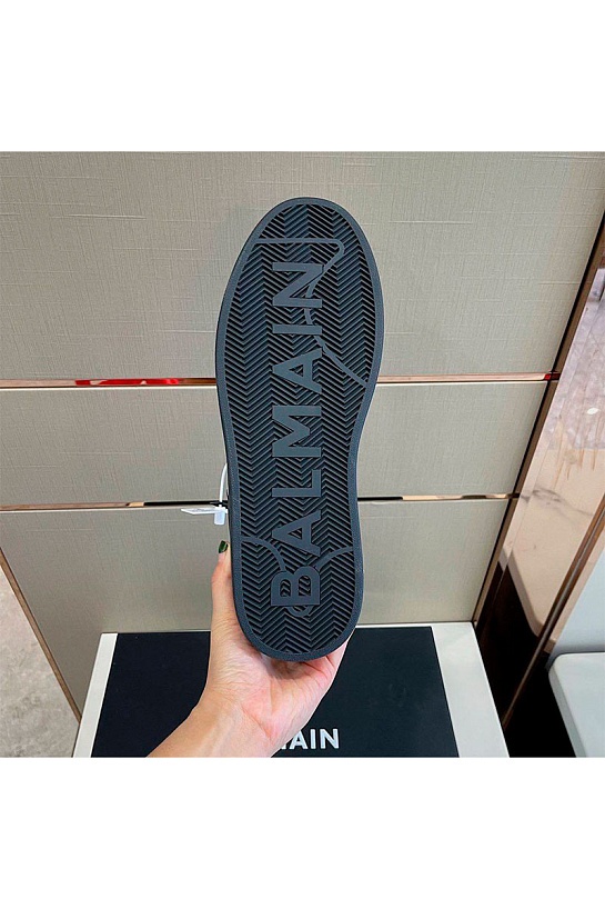 Чёрные кожаные кроссовки Balmain